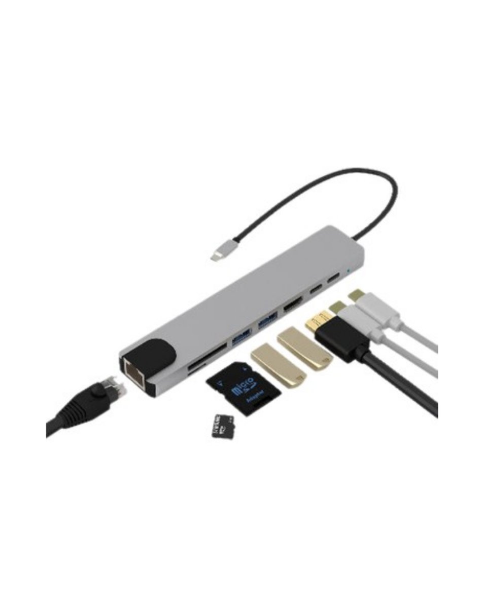 8 Port Type C Hub USB HDMI RJ45 SD TF Kart Okuyucu Çoklayıcı 2 8 Port Type C Hub USB HDMI RJ45 SD TF Kart Okuyucu Çoklayıcı - Görsel 2