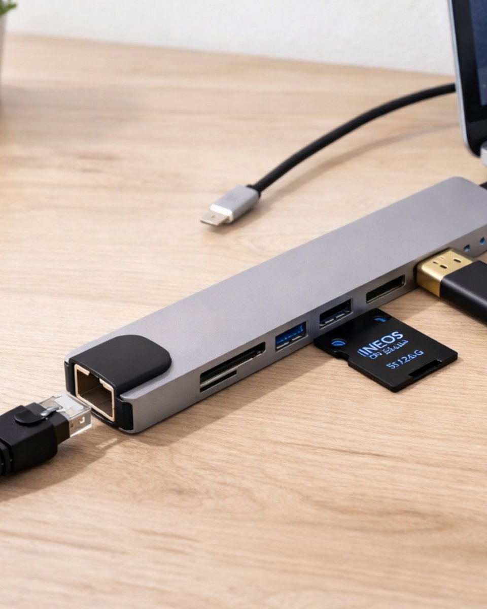 Çok Fonksiyonlu Type C Hub USB HDMI Ethernet Kart Okuyucu 1 Çok Fonksiyonlu Type C Hub USB HDMI Ethernet Kart Okuyucu