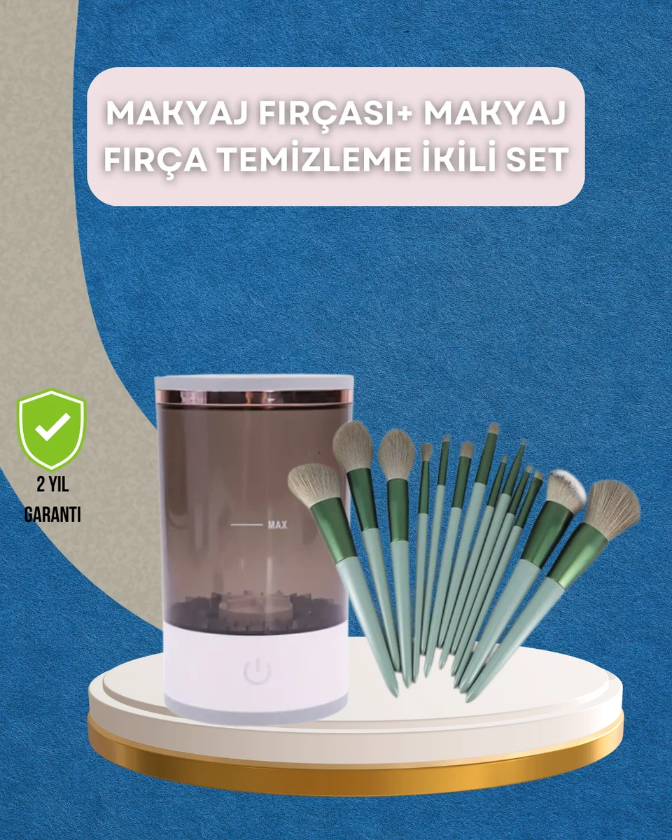 13 Parça Makyaj Fırça Seti + Otomatik Fırça Temizleyici 1 13 Parça Makyaj Fırça Seti + Otomatik Fırça Temizleyici