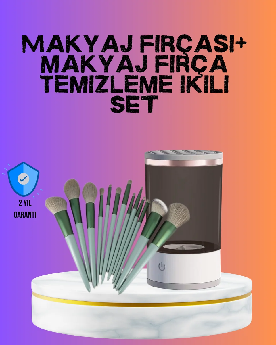 USB Şarjlı Makyaj Fırçası Temizleyici + Profesyonel Fırça Seti 1 USB Şarjlı Makyaj Fırçası Temizleyici + Profesyonel Fırça Seti