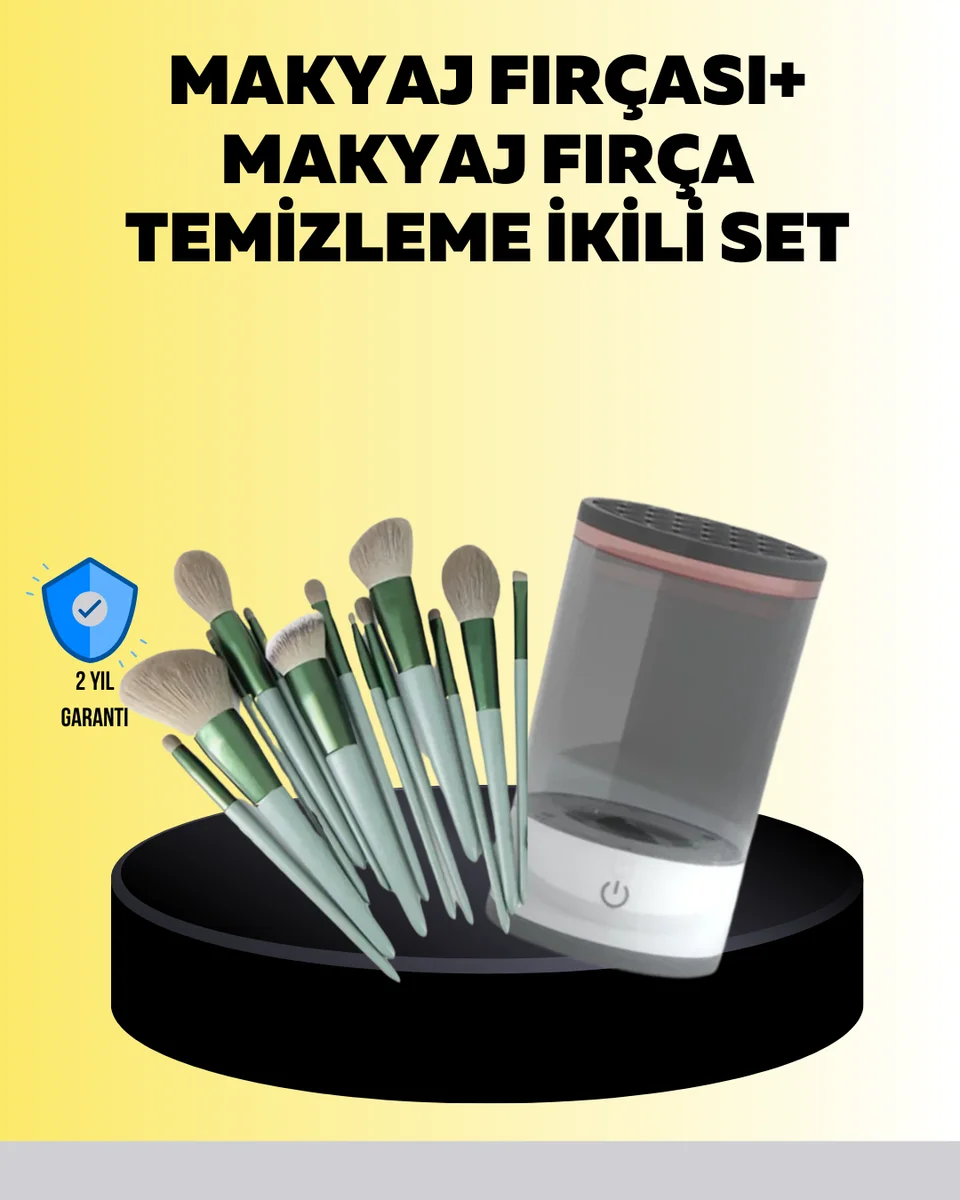 Hijyenik Makyaj İçin 13’lü Fırça Seti ve Elektrikli Temizleyici 1 Hijyenik Makyaj İçin 13’lü Fırça Seti ve Elektrikli Temizleyici