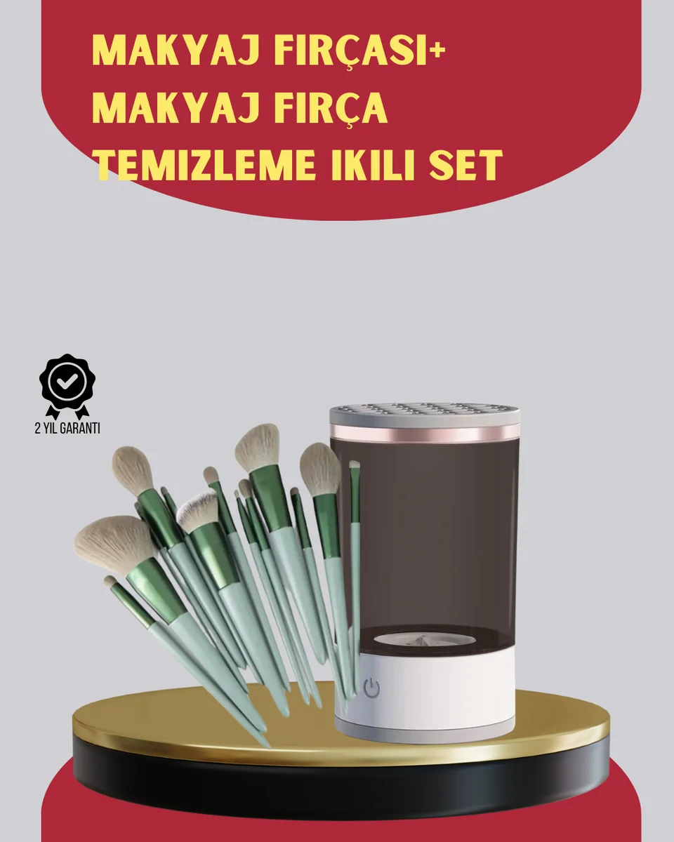 Profesyonel 13’lü Makyaj Fırçası + USB Fırça Temizleyici İkili Set 1 Profesyonel 13’lü Makyaj Fırçası + USB Fırça Temizleyici İkili Set