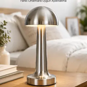 Modern Mantar Masa Lambası Dokunmatik 3 Işık Modlu Şarjlı Kablosuz LED Yeni Nesil