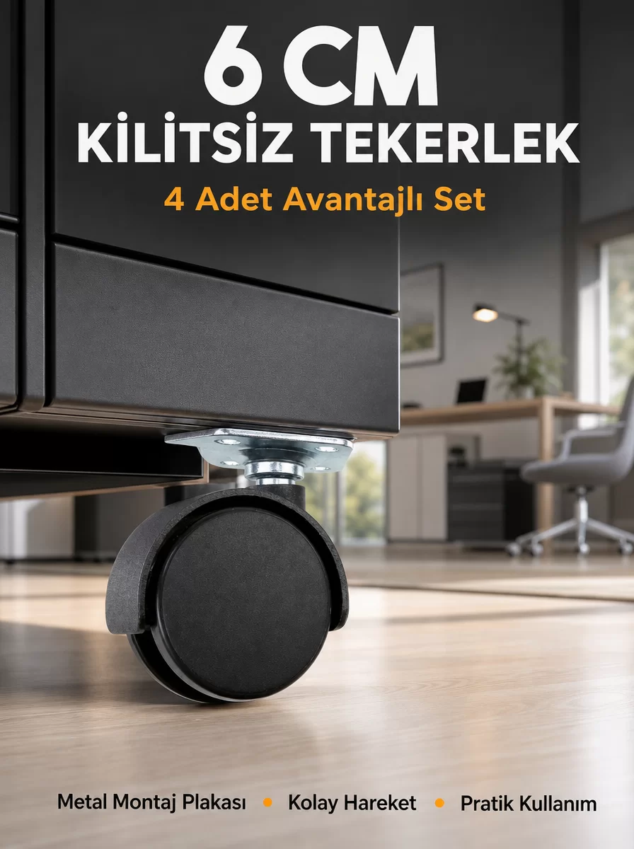 Masa ve Koltuk İçin Kilitsiz Tekerlek Seti 6 cm 1 Masa ve Koltuk İçin Kilitsiz Tekerlek Seti 6 cm