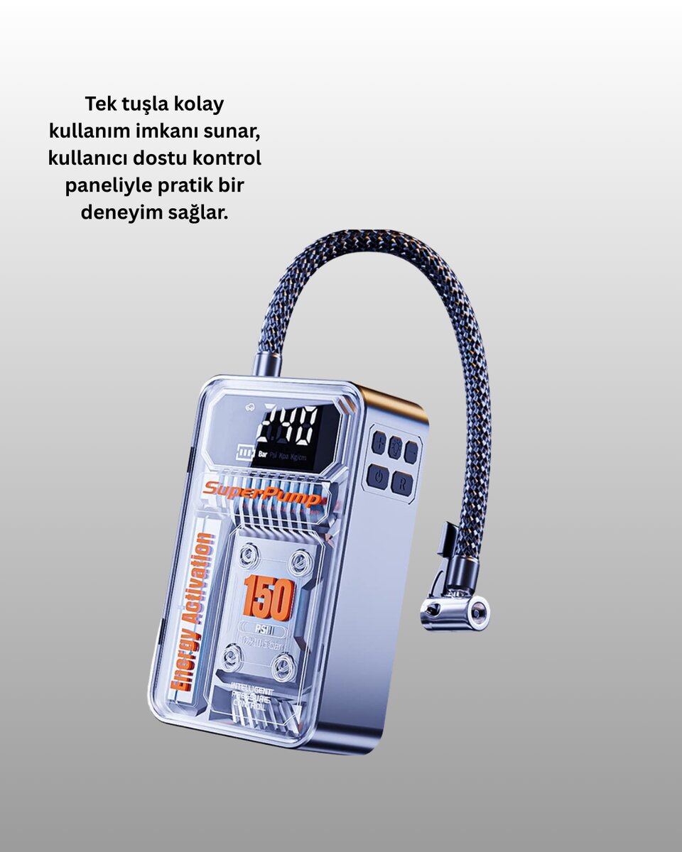 Hızlı Şişirme Güçlü Motorlu 150 PSI Araba Lastik Pompası 4 Hızlı Şişirme Güçlü Motorlu 150 PSI Araba Lastik Pompası - Görsel 4