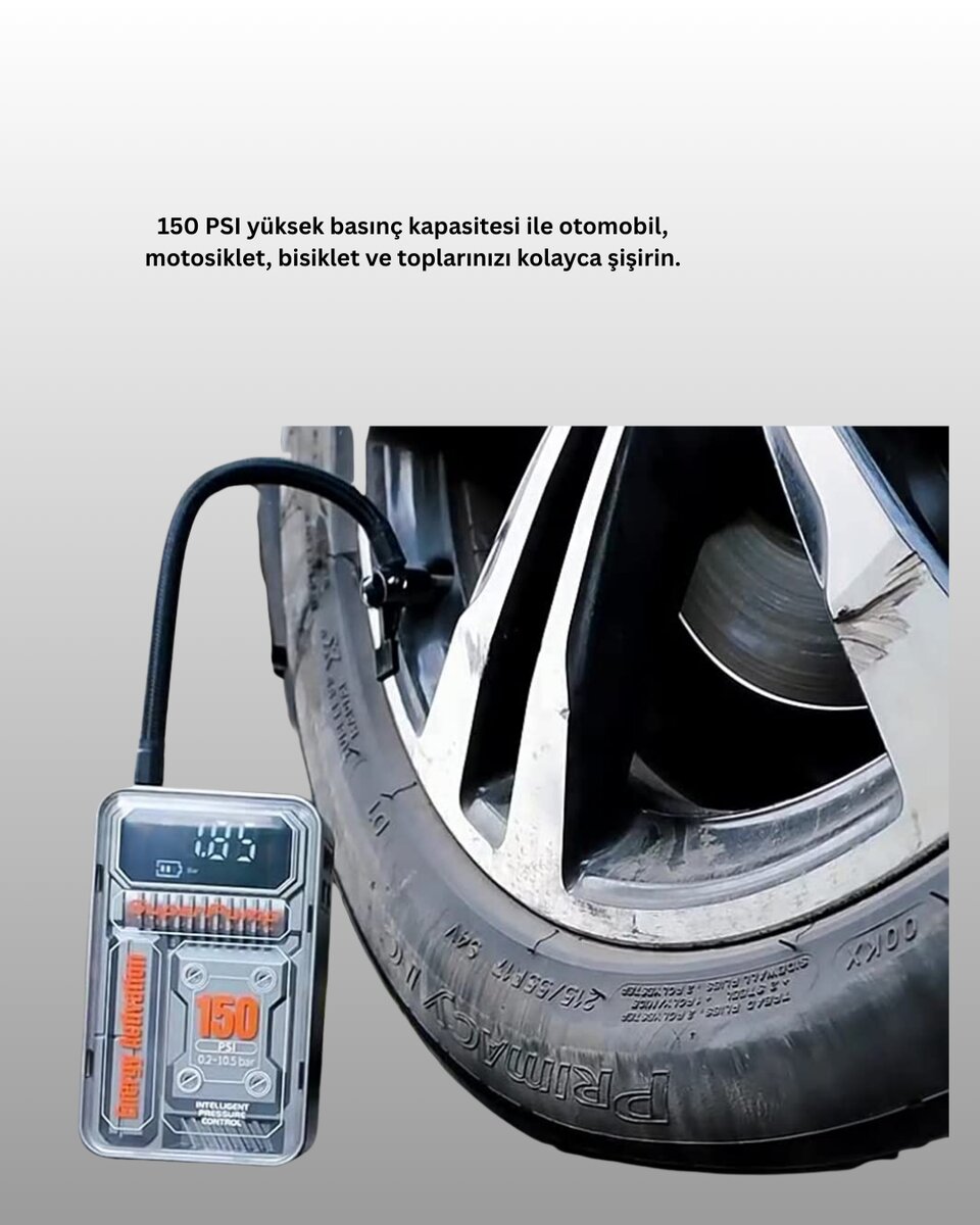 Çok Fonksiyonlu Araç Bisiklet Top Uyumlu Elektrikli Hava Pompası 3 Çok Fonksiyonlu Araç Bisiklet Top Uyumlu Elektrikli Hava Pompası - Görsel 3