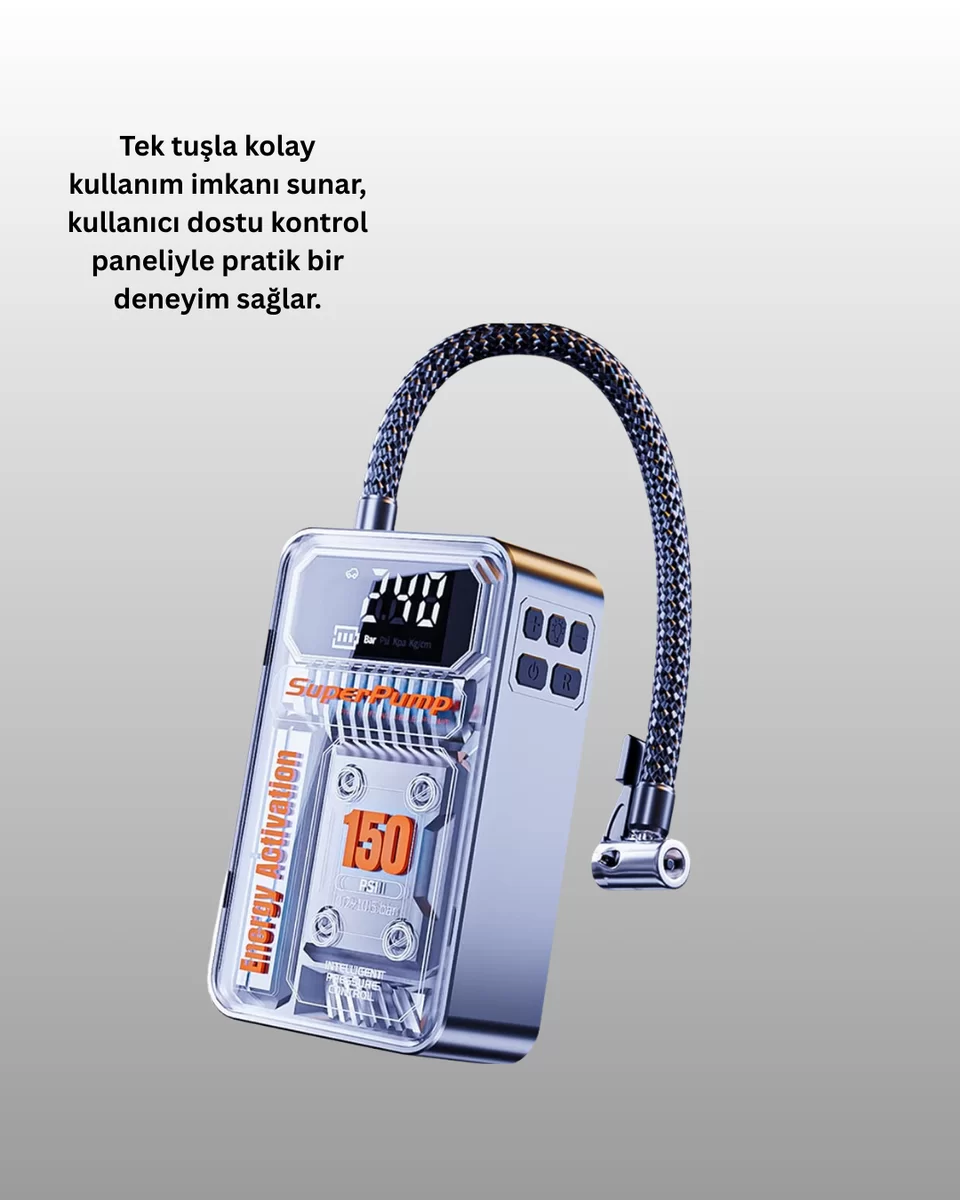 150 PSI Kablosuz Dijital Ekranlı Taşınabilir Araç Lastik Pompası 4 150 PSI Kablosuz Dijital Ekranlı Taşınabilir Araç Lastik Pompası - Görsel 4