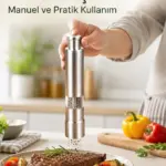 Orta Boy Kararbiber ve Tuz Öğütücü – Kolay Kullanım Şık Tasarım Yeni Nesil