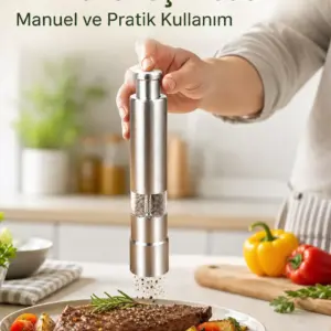 Orta Boy Kararbiber ve Tuz Öğütücü – Kolay Kullanım Şık Tasarım Yeni Nesil