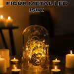 Ramazan Minare Detaylı Hilal LED Işık Günışığı Sarı Metal Süs