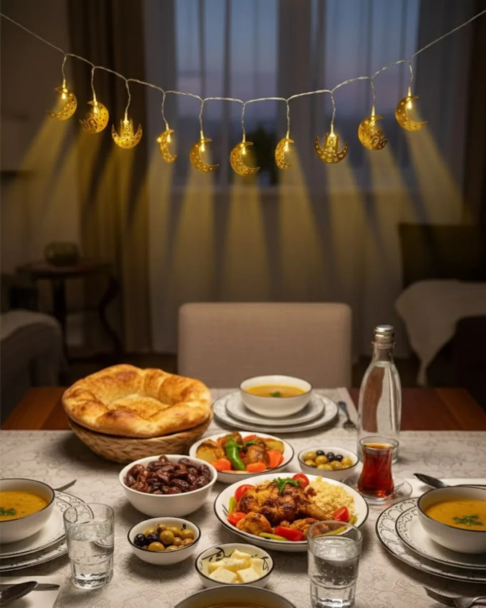 Pilli Minareli Hilal LED Işık Gold Metal Ramazan Dekorasyonu 4 Pilli Minareli Hilal LED Işık Gold Metal Ramazan Dekorasyonu - Görsel 4