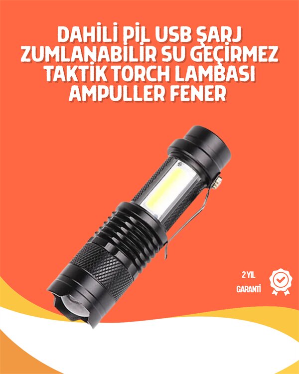 Şarjlı LED El Feneri - 14500 Pil Dahil 4 Işık Modu Mini Boy 1 Şarjlı LED El Feneri - 14500 Pil Dahil 4 Işık Modu Mini Boy