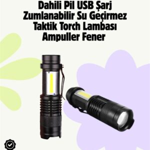 2000 Lümen LED El Feneri - Suya Dayanıklı Odaklı Klipsli