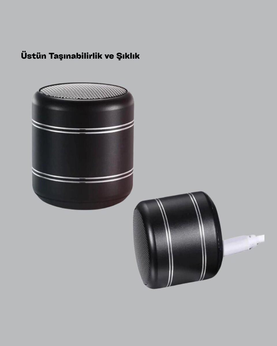 Mini Silindir Kablosuz Hoparlör Güçlü Ses 4W Bas + TWS Senkron Özellik 4 Mini Silindir Kablosuz Hoparlör Güçlü Ses 4W Bas + TWS Senkron Özellik - Görsel 4