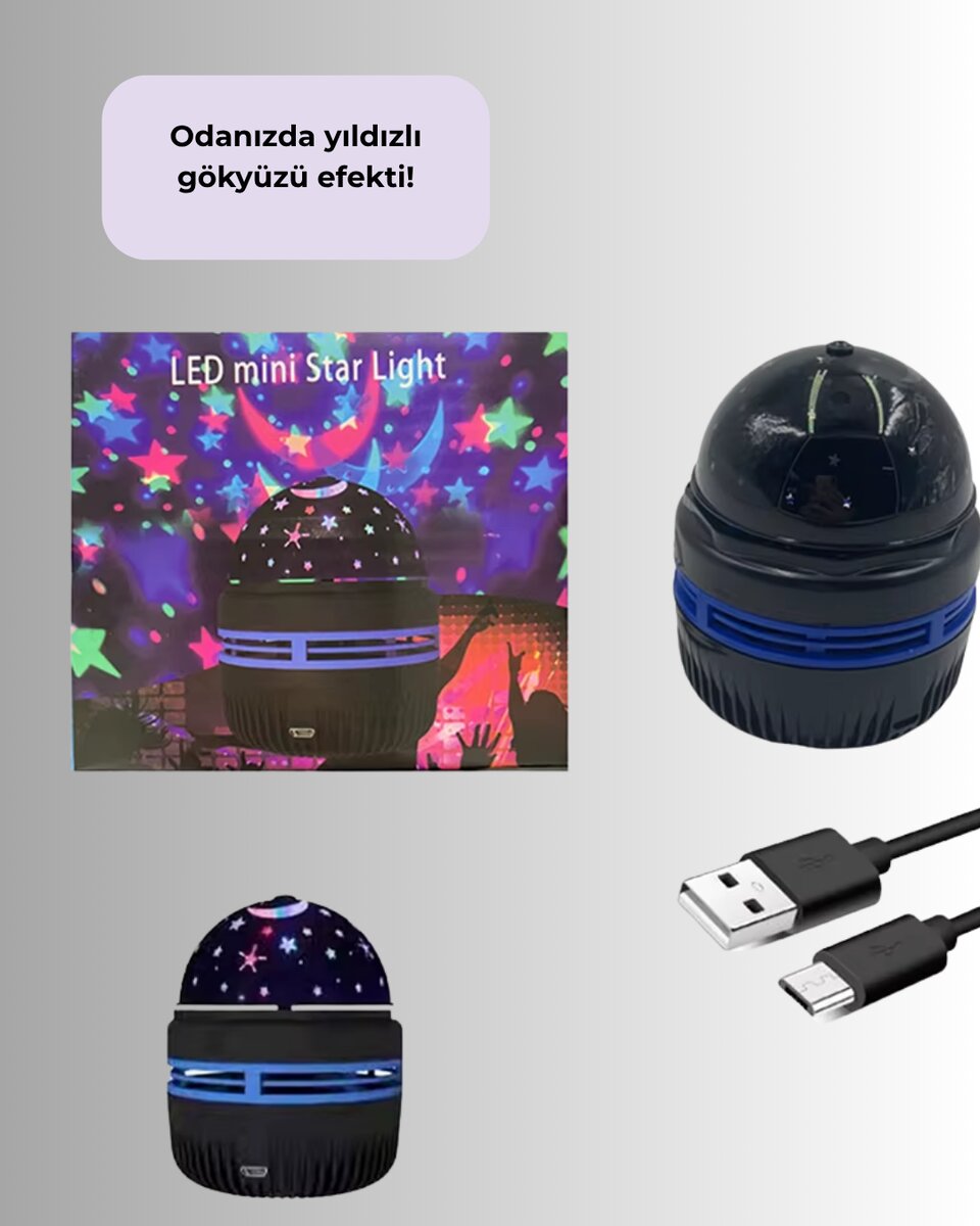 USB’li Yıldız Projektör Lamba – Döner Galaxy Işık Şovu Çocuk ve Yetişkin Uyku Lambası 3 USB’li Yıldız Projektör Lamba – Döner Galaxy Işık Şovu Çocuk ve Yetişkin Uyku Lambası - Görsel 3
