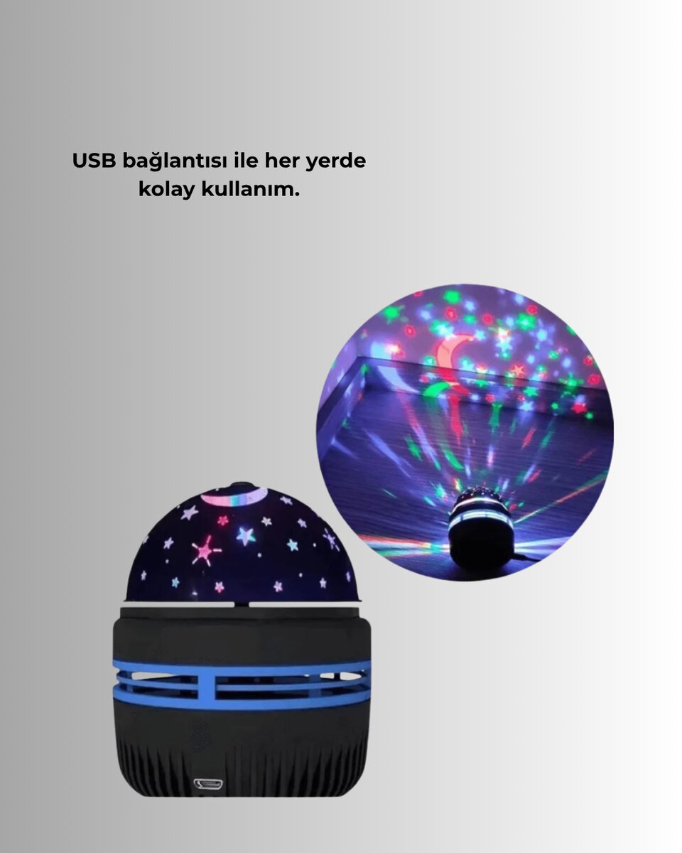 USB’li Yıldız Projektör Lamba – Döner Galaxy Işık Şovu Çocuk ve Yetişkin Uyku Lambası 2 USB’li Yıldız Projektör Lamba – Döner Galaxy Işık Şovu Çocuk ve Yetişkin Uyku Lambası - Görsel 2