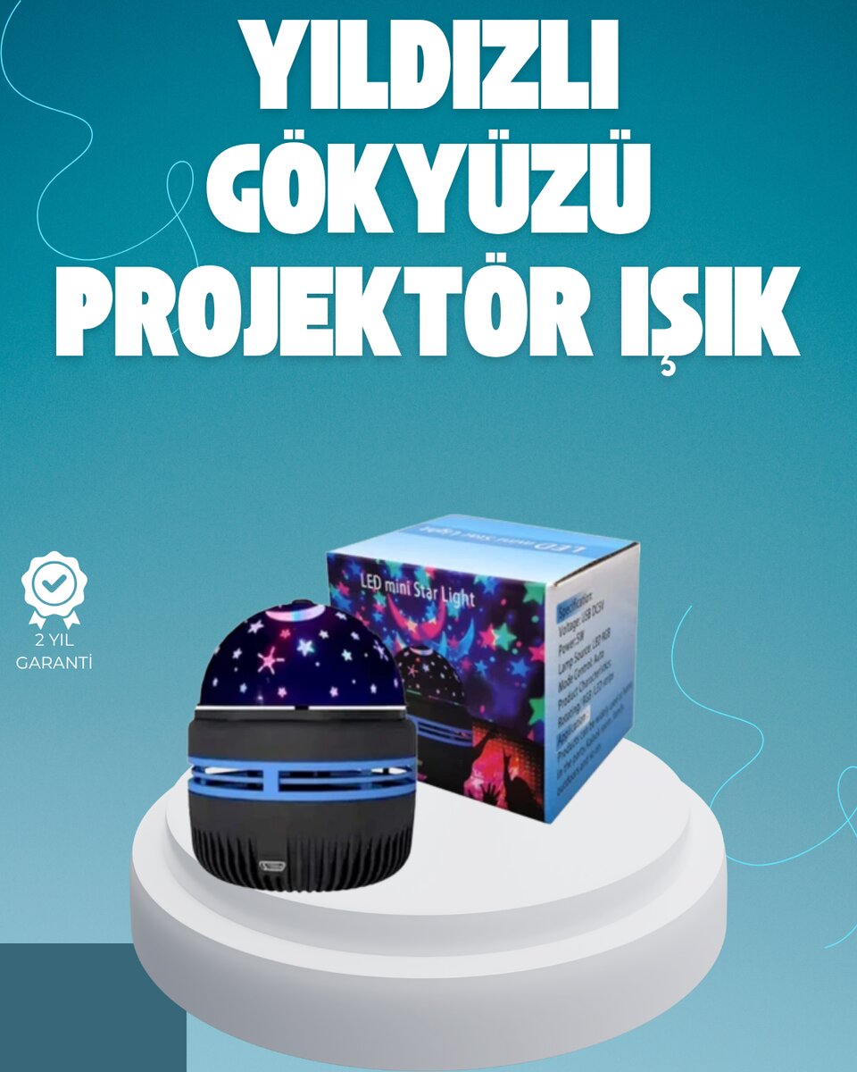 Döner Galaxy Projektör Gece Lambası – Ay ve Yıldız Işıklı Atmosfer Lamba USB Bağlantılı 1 Döner Galaxy Projektör Gece Lambası – Ay ve Yıldız Işıklı Atmosfer Lamba USB Bağlantılı