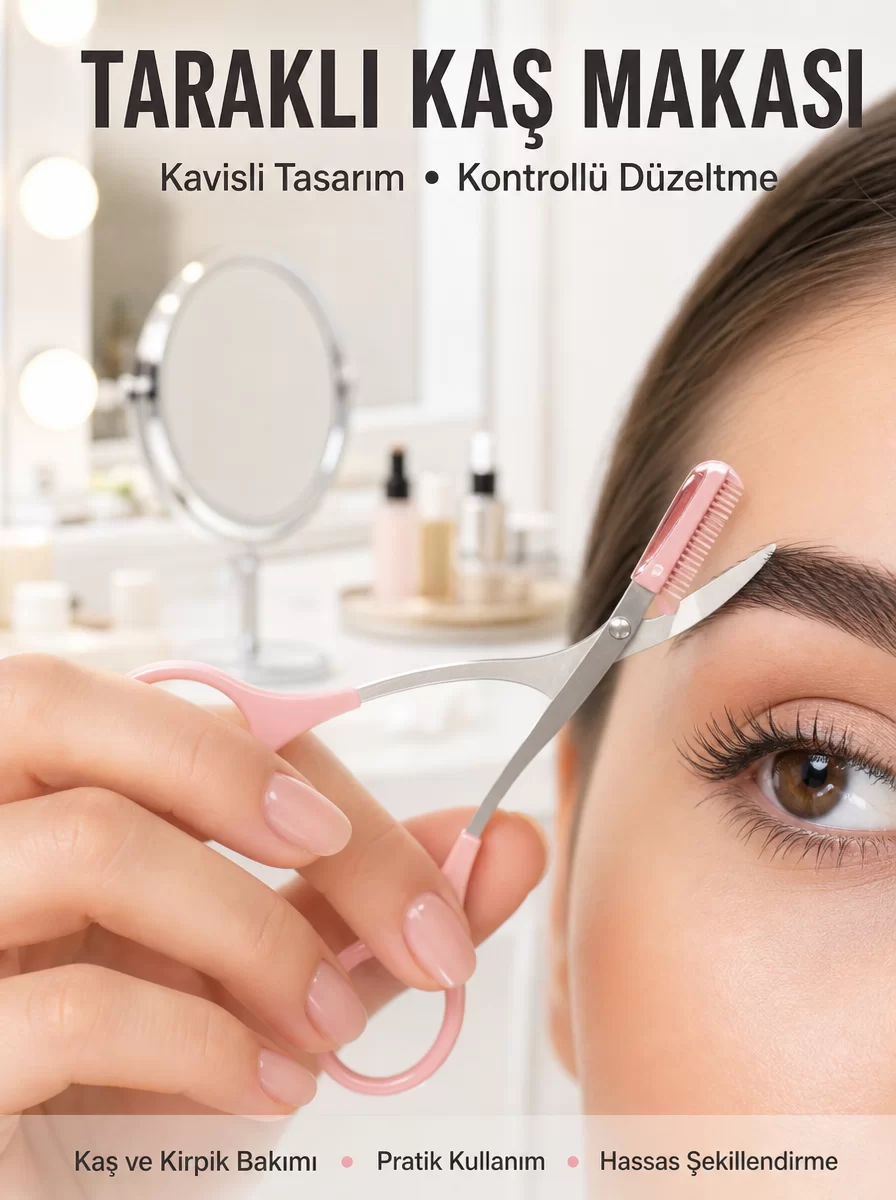 Kavisli Kaş Kirpik Düzeltici Bıyık Alma Taraklı Kaş Makası Yüz Bakım Seti Makas 1 Kavisli Kaş Kirpik Düzeltici Bıyık Alma Taraklı Kaş Makası Yüz Bakım Seti Makas