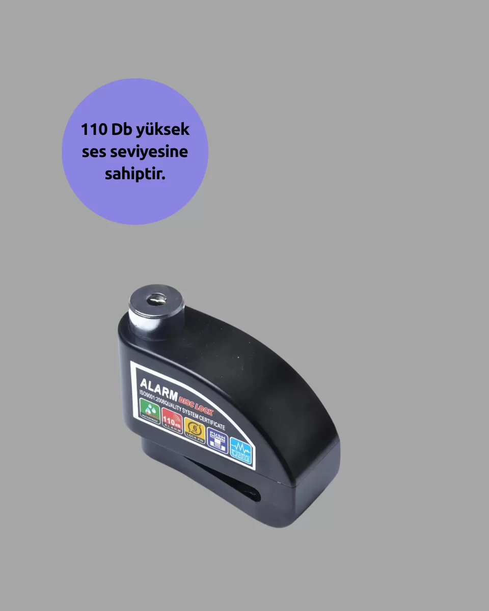 Yüksek Sesli 110dB Çelik Disk Kilidi Su Geçirmez Yeni Nesil 2 Yüksek Sesli 110dB Çelik Disk Kilidi Su Geçirmez Yeni Nesil - Görsel 2