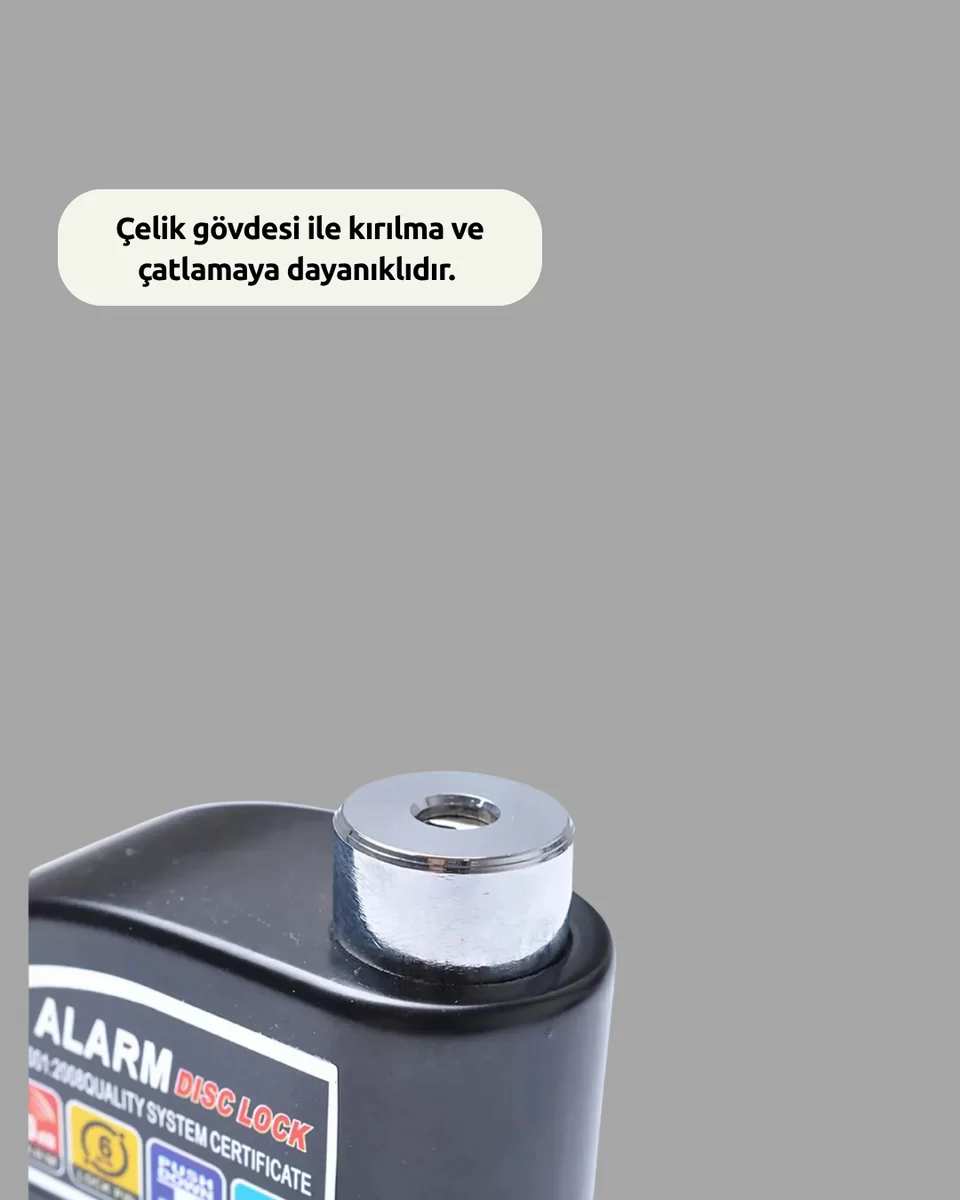 Yüksek Sesli 110dB Çelik Disk Kilidi Su Geçirmez Yeni Nesil 3 Yüksek Sesli 110dB Çelik Disk Kilidi Su Geçirmez Yeni Nesil - Görsel 3