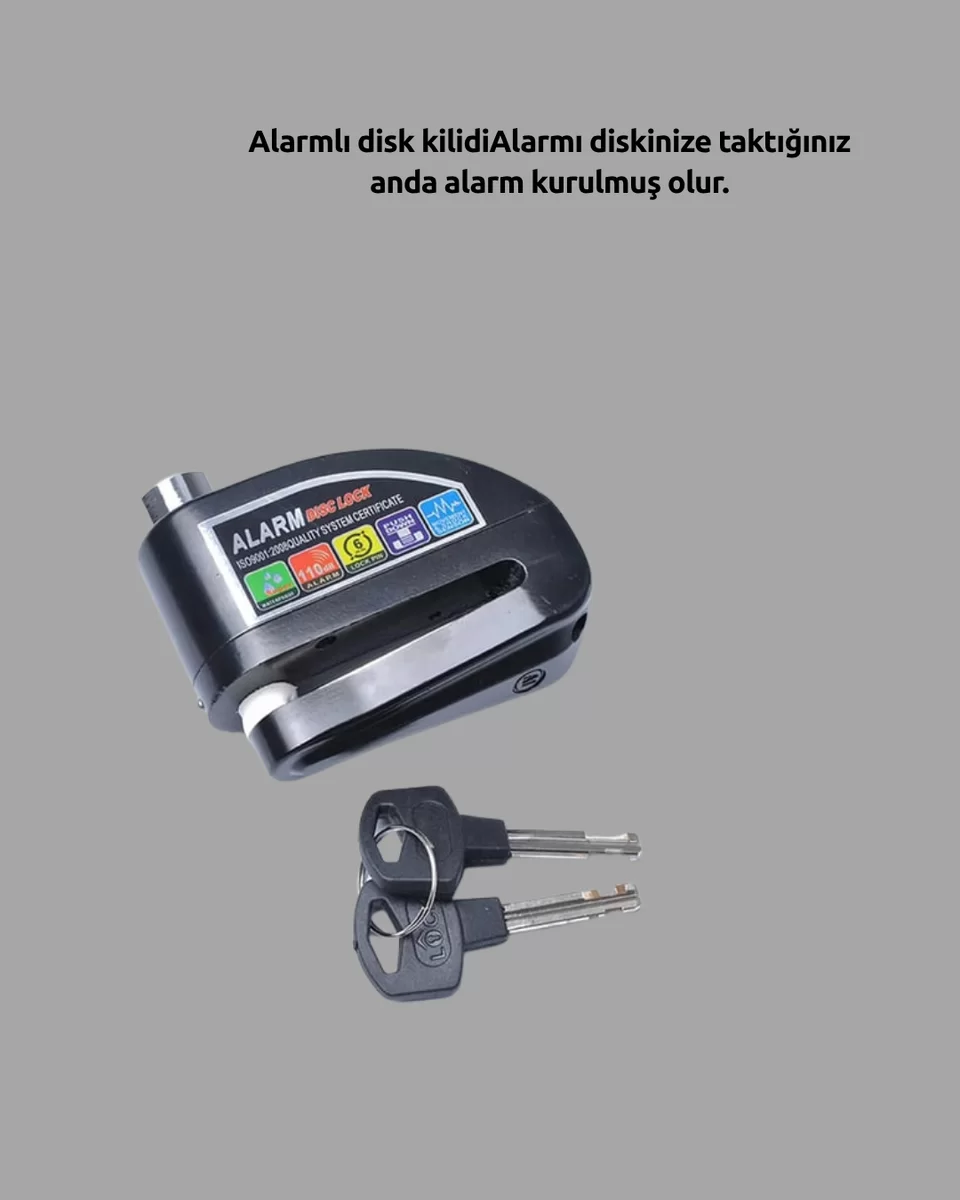 Yüksek Sesli 110dB Çelik Disk Kilidi Su Geçirmez Yeni Nesil 4 Yüksek Sesli 110dB Çelik Disk Kilidi Su Geçirmez Yeni Nesil - Görsel 4
