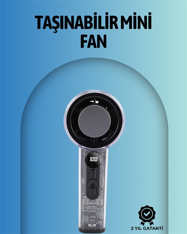 Şeffaf Kasa El Fanı | 5V 2A | 100 Kademeli Hava Akışı | Type-C Girişli 1 Şeffaf Kasa El Fanı | 5V 2A | 100 Kademeli Hava Akışı | Type-C Girişli
