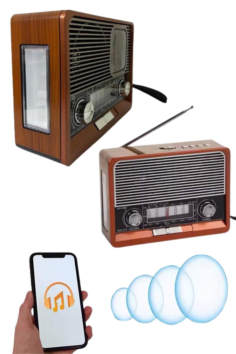 Saatli Fenerli Bluetooth Nostaljik Radyo AUX SD USB Girişli Bluetooth Hoparlör 2 Saatli Fenerli Bluetooth Nostaljik Radyo AUX SD USB Girişli Bluetooth Hoparlör - Görsel 2