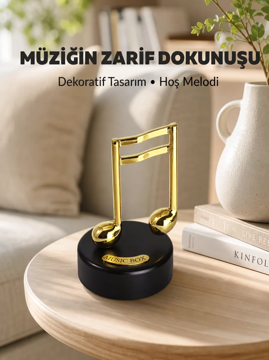 Altın Nota Figürlü Dönen Müzik Kutusu Dekoratif Music Box Yeni Nesil 1 Altın Nota Figürlü Dönen Müzik Kutusu Dekoratif Music Box Yeni Nesil