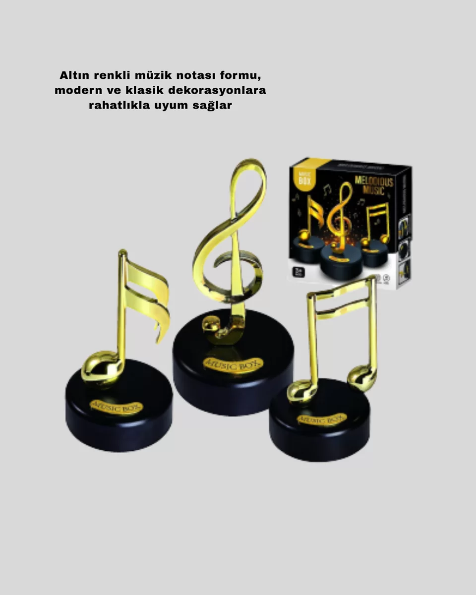 Melodious Music Altın Nota Figürlü Müzik Kutusu Yeni Nesil 3 Melodious Music Altın Nota Figürlü Müzik Kutusu Yeni Nesil - Görsel 3