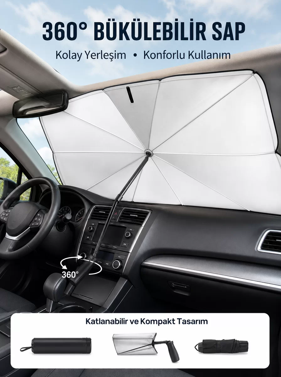 Pratik Ön Cam Güneşliği – Geniş Kapsama Alanı, Kolay Saklama Yeni Nesil 1 Pratik Ön Cam Güneşliği – Geniş Kapsama Alanı, Kolay Saklama Yeni Nesil