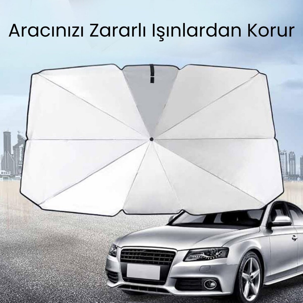 Toyota Yaris, VW Polo, Kia Rio, Fiat Punto, Hyundai Accent Blue Uyumlu Oto Şemsiye 2 Toyota Yaris, VW Polo, Kia Rio, Fiat Punto, Hyundai Accent Blue Uyumlu Oto Şemsiye - Görsel 2