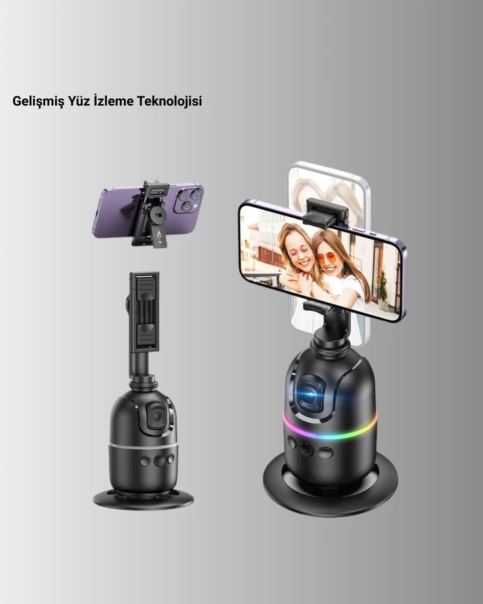 Yapay Zeka Destekli Yüz Takip Özellikli 360 Derece Dönen Masaüstü Telefon Sabitleyici Yeni Nesil 4 Yapay Zeka Destekli Yüz Takip Özellikli 360 Derece Dönen Masaüstü Telefon Sabitleyici Yeni Nesil - Görsel 4