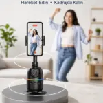 Yapay Zeka Destekli Yüz Takip Özellikli 360 Derece Dönen Masaüstü Telefon Sabitleyici Yeni Nesil