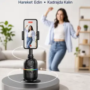 Yapay Zeka Destekli Yüz Takip Özellikli 360 Derece Dönen Masaüstü Telefon Sabitleyici Yeni Nesil