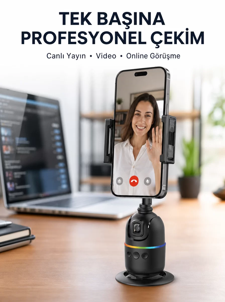 Canlı Yayın ve Video Çekimleri İçin Otomatik Yüz Takipli Masaüstü Gimbal Yeni Nesil 1 Canlı Yayın ve Video Çekimleri İçin Otomatik Yüz Takipli Masaüstü Gimbal Yeni Nesil