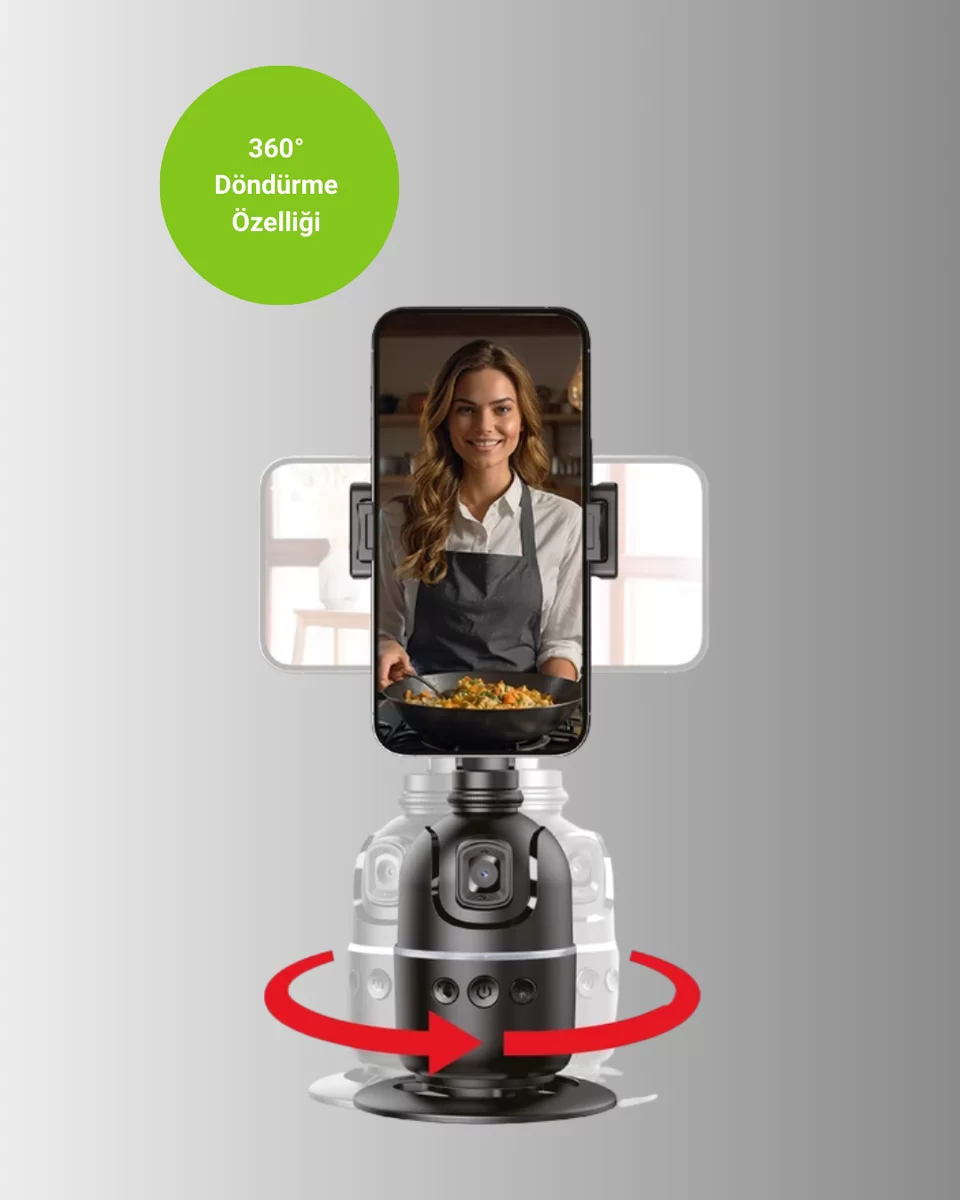 Telefon ve Kamera Uyumlu 360° Otomatik Takipli Akıllı Masa Tripodu Yeni Nesil 2 Telefon ve Kamera Uyumlu 360° Otomatik Takipli Akıllı Masa Tripodu Yeni Nesil - Görsel 2