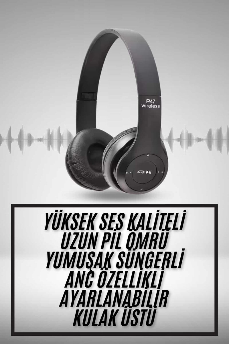 Kulak Üstü Bluetooth Kulaklık Yüksek Ses Kaliteli Ayarlanabilir 2 Kulak Üstü Bluetooth Kulaklık Yüksek Ses Kaliteli Ayarlanabilir - Görsel 2