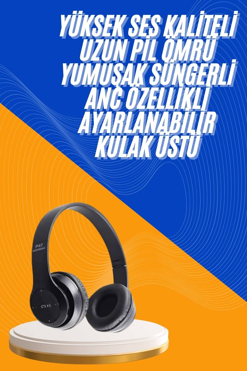 Wireless 5.0 Bluetooth Kablosuz Kulaklık ANC Özellikli Kulak Üstü Ayarlanabilir 2 Wireless 5.0 Bluetooth Kablosuz Kulaklık ANC Özellikli Kulak Üstü Ayarlanabilir - Görsel 2