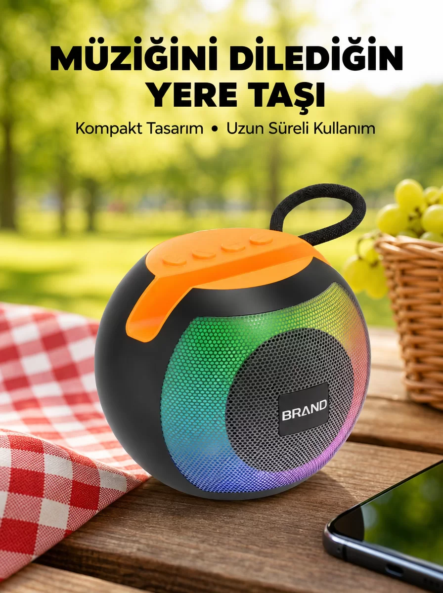 RGB Led Işıklı Güçlü Baslı Kablosuz Hoparlör Yeni Nesil 1 RGB Led Işıklı Güçlü Baslı Kablosuz Hoparlör Yeni Nesil