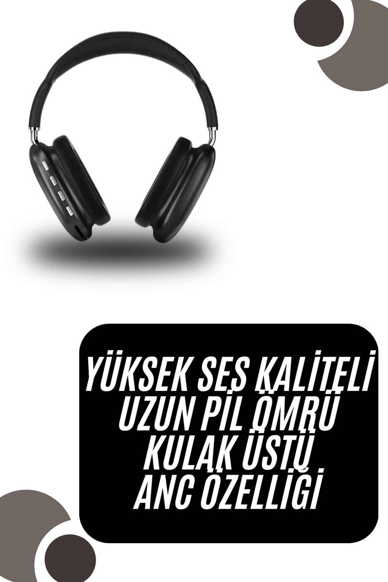 Kulak Üstü Kablosuz Bluetooth Kulaklık Yumuşak Süngerli SD Kart Girişli 2 Kulak Üstü Kablosuz Bluetooth Kulaklık Yumuşak Süngerli SD Kart Girişli - Görsel 2