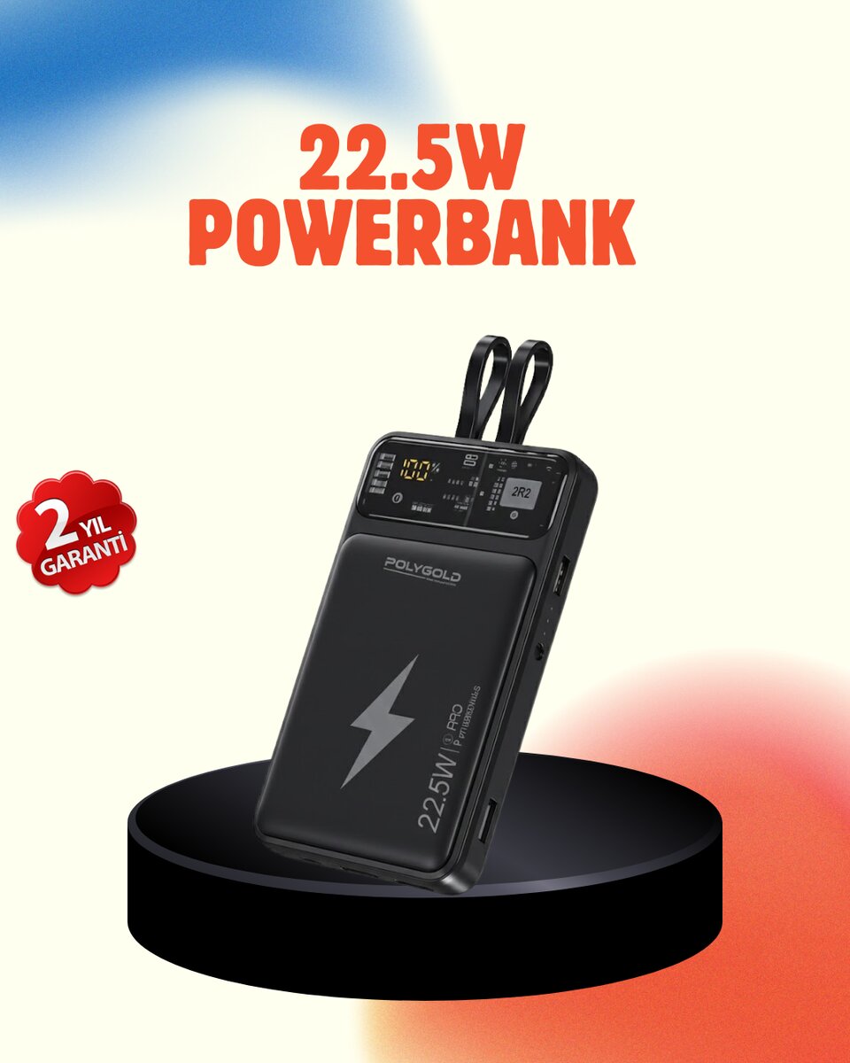 Mobil Powerbank 22.5W PD Destekli Hızlı Şarj 1 Mobil Powerbank 22.5W PD Destekli Hızlı Şarj