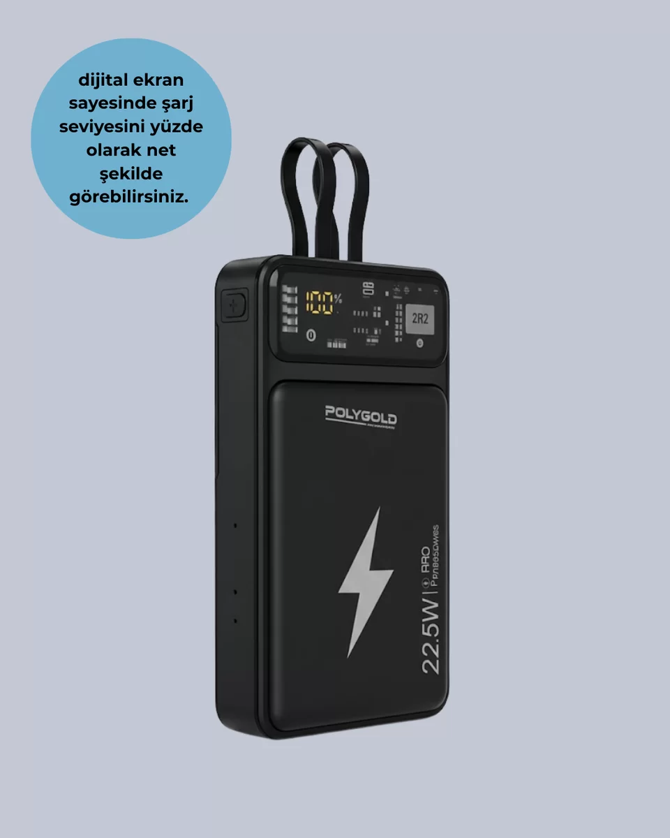 Powerbank Hızlı Şarj 10000 mAh Dahili Kablo Yeni Nesil 4 Powerbank Hızlı Şarj 10000 mAh Dahili Kablo Yeni Nesil - Görsel 4