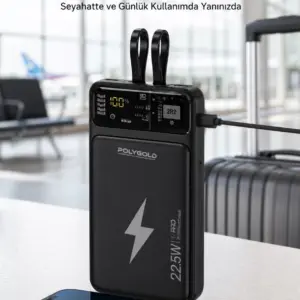 Powerbank Dahili Ekranlı 10000 mAh Çift Kablolu Yeni Nesil