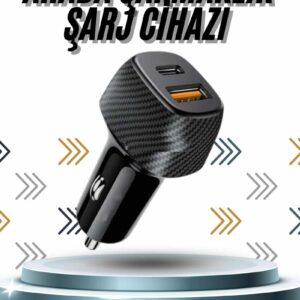 Hızlı Oto Şarj Cihazı 38W Çift Girişli HIzlı Şarj Oto Çakmaklık Type-C