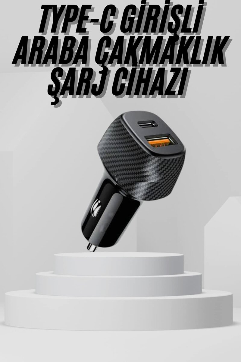 Araç İçi Şarj Cihazı 38W Güç Kapasiteli Type-C Girişli Araba Çakmaklık 1 Araç İçi Şarj Cihazı 38W Güç Kapasiteli Type-C Girişli Araba Çakmaklık