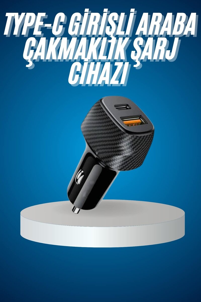 Araç İçi Hızlı Şarj Soketi 38W Oto Çakmaklık Type-C Araba Çakmaklık 1 Araç İçi Hızlı Şarj Soketi 38W Oto Çakmaklık Type-C Araba Çakmaklık