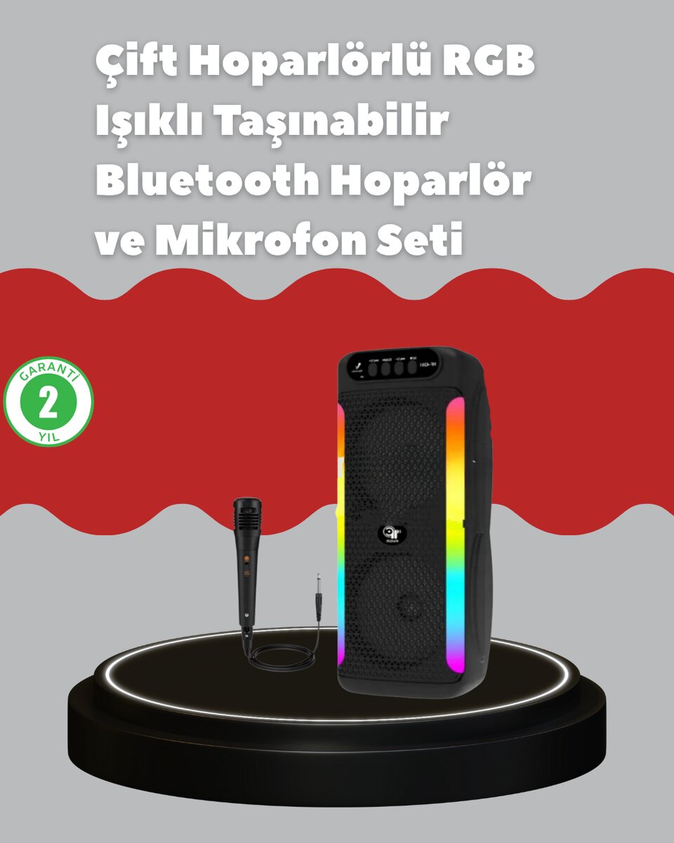 Çift 4 inç Hoparlörlü RGB Işıklı Bluetooth Ses Sistemi 1 Çift 4 inç Hoparlörlü RGB Işıklı Bluetooth Ses Sistemi