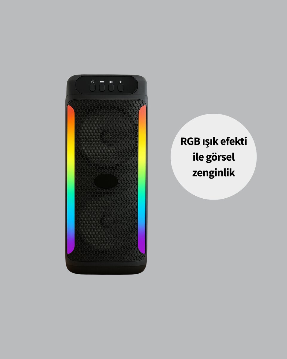 Çift 4 inç Hoparlörlü RGB Işıklı Bluetooth Ses Sistemi 3 Çift 4 inç Hoparlörlü RGB Işıklı Bluetooth Ses Sistemi - Görsel 3
