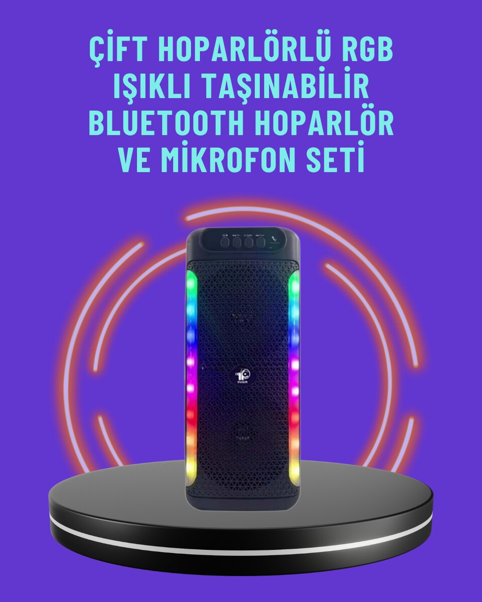 Ev ve Dış Mekan Kullanımına Uygun RGB Işıklı Hoparlör 1 Ev ve Dış Mekan Kullanımına Uygun RGB Işıklı Hoparlör