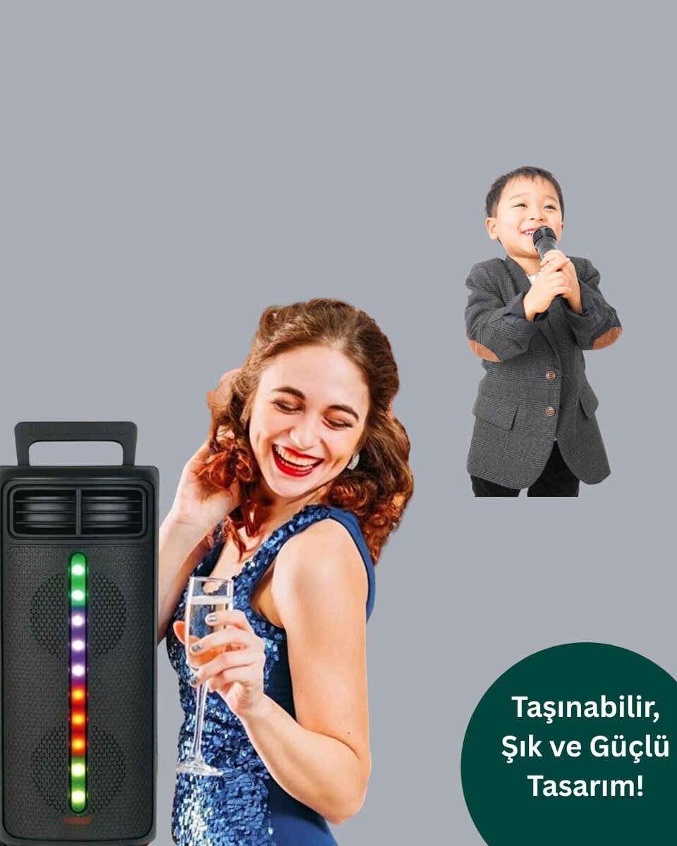 Şarjlı Işıklı Bluetooth Hoparlör | USB AUX TF Kart ve Radyo Destekli 2 Şarjlı Işıklı Bluetooth Hoparlör | USB AUX TF Kart ve Radyo Destekli - Görsel 2